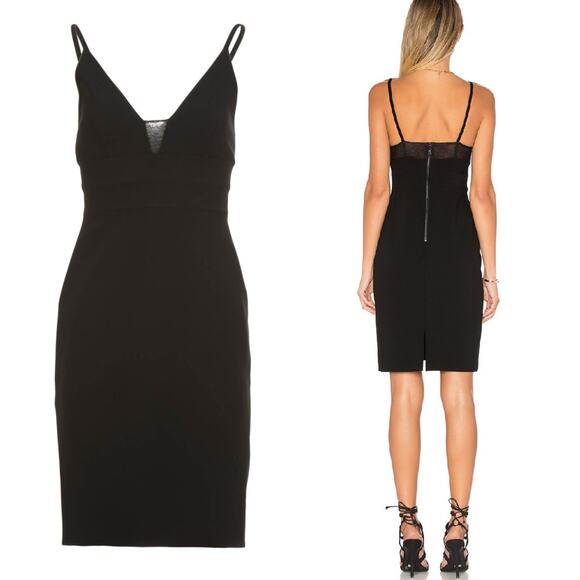 Alice + Olivia Black Jean Lace Insert Mini Dress - Picture 2 of 9